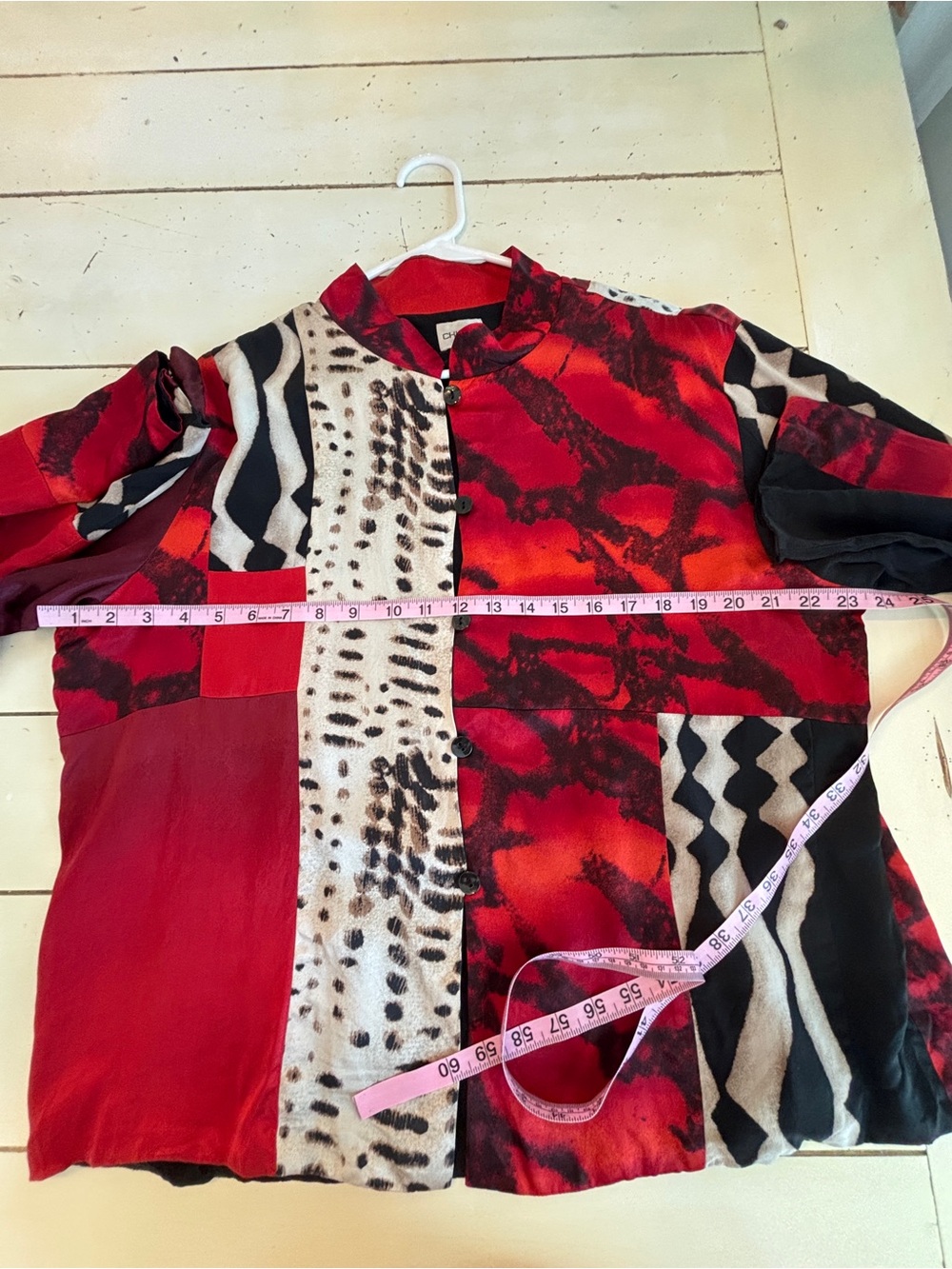 Chico's Patchwork Animal Print Silk Top Womens 3 (US XL) Multi Print Art to Wear - Picture 5 of 6